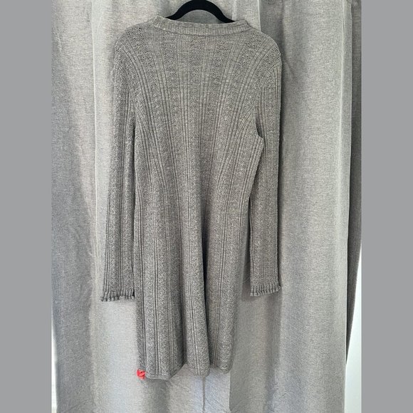 NEW Tory Burch Size XL Pointelle Knit Wool Blend Sweater Dress, Medium Gray - Picture 4 of 7